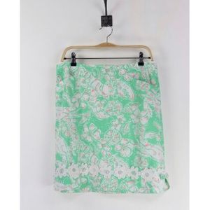 Lilly pencil skirt - green/white/pink